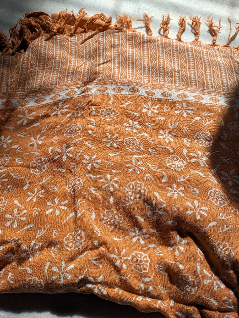 Vintage Orange Floral Shawl